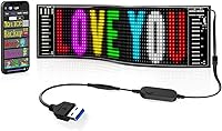 RAYHOME 15x4'' Flexible Scrolling LED Sign - Bluetooth App Control, Custom Text Patterns Animations, Waterproof USB Display for Stores Cars Bars