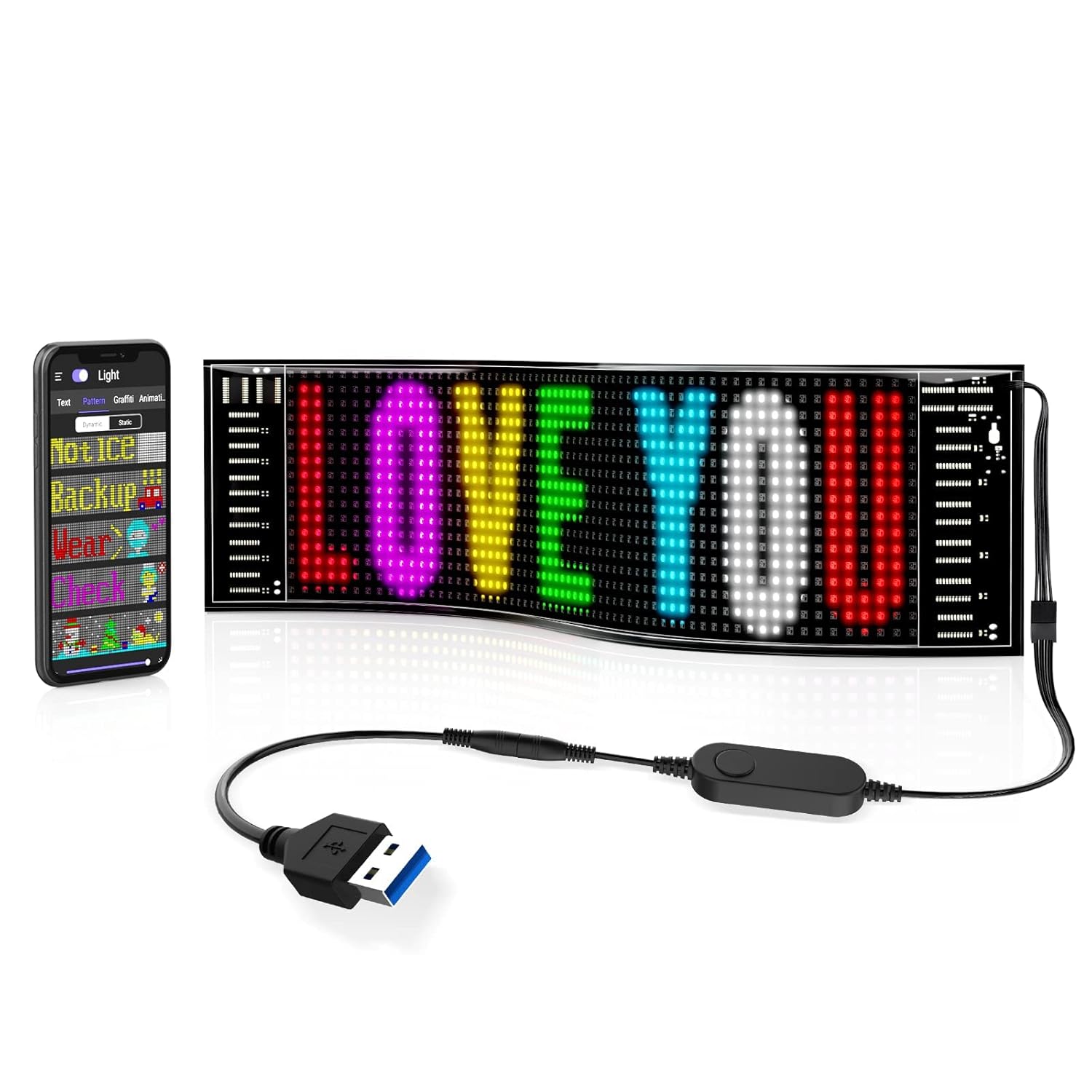 Rayhome Scrolling Bright Advertising LED Signs, Flexible USB 5V LED Car