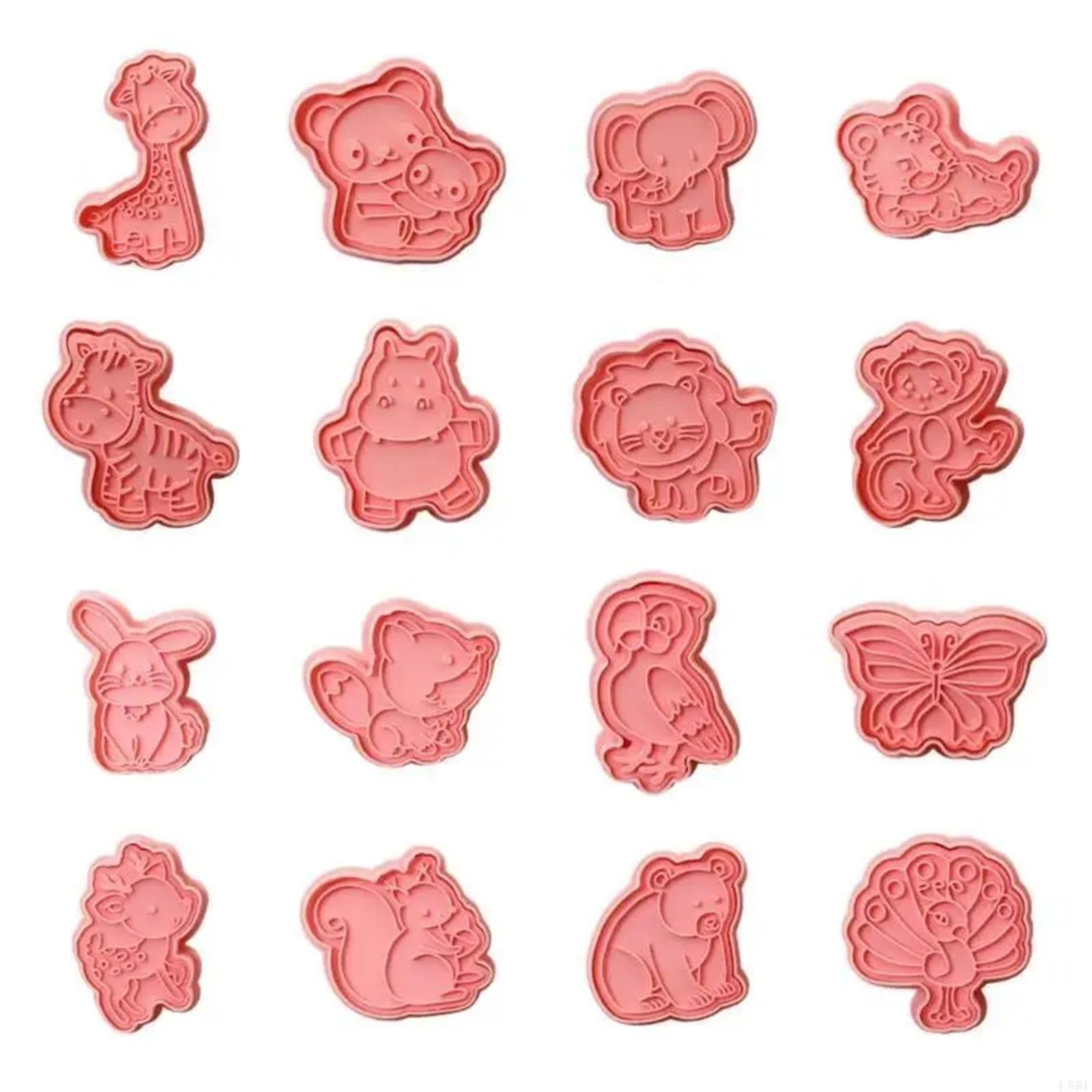 Ensemble d'emporte-pièces en plastique for animaux de dessin animé, 16 pièces