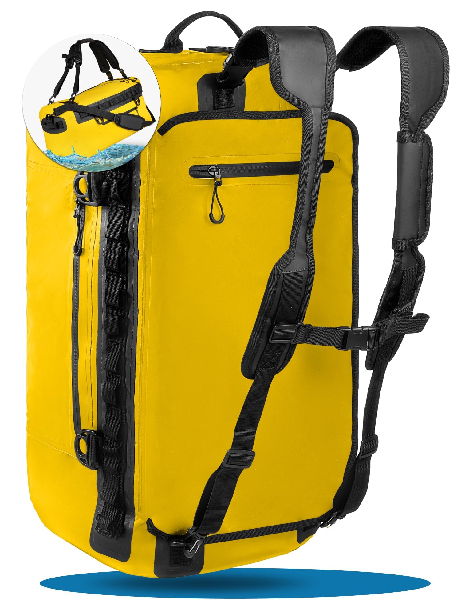 STYNGARD Reisetasche wasserdicht mit Rucksackfunktion [60l] - Sporttasche mit Rucksackfunktion wasserdichtes Material - 3in1 Duffle Bag 60l als Segeltasche und Seesack - Modell Hamburg (Gelb, 60L)