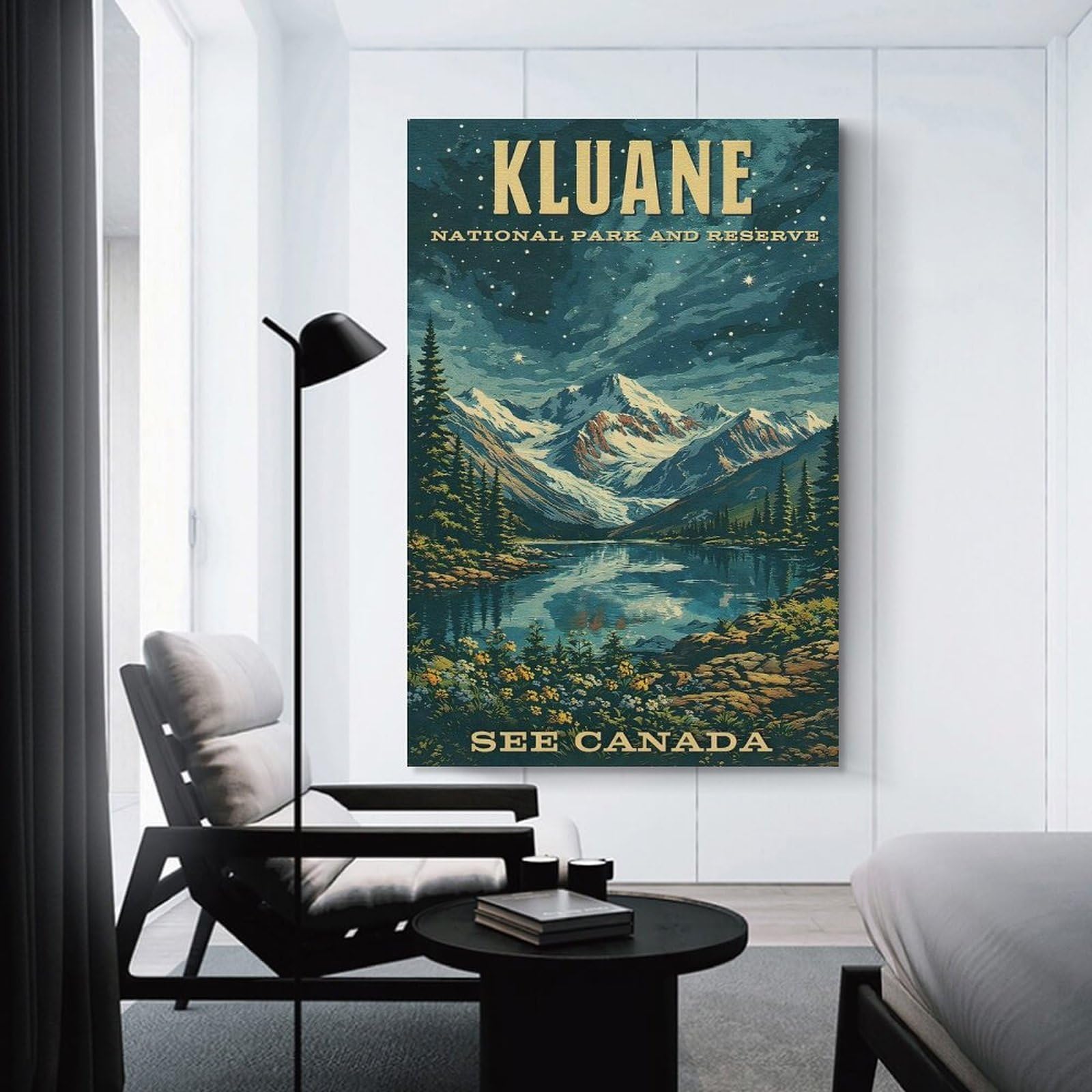 Junmoney Wall Art Print Kluane National Park Vintage, 24x36inch(60x90cm), for Hallway, Bedroom Or Modern Interiors, Thoughtful Wall Decor for Art Lovers