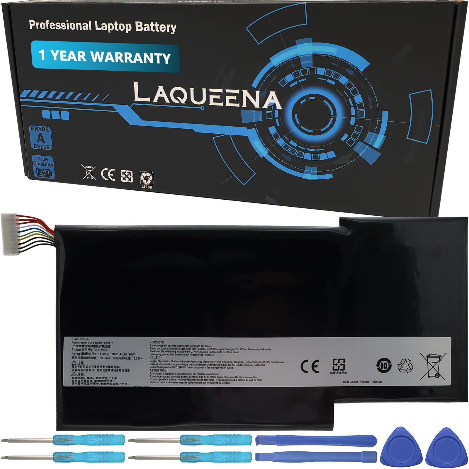 BTY-M6J Laptop Battery Compatible with MSI GS63VR 6RF-016CN 095CN 7RF-239CN 258CN GS63 7RE-009CN 018CN GS73 7RE-004CN GS73VR 7RF-284CN 6RF-013CN Series BTY-U6J 64.98Wh 11.4V