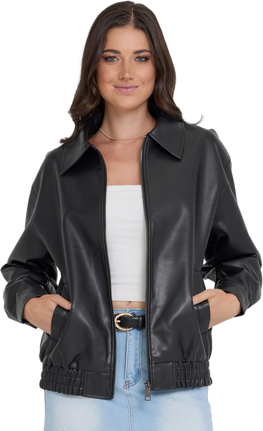 Steve Madden Leather Jacket Women – Faux...