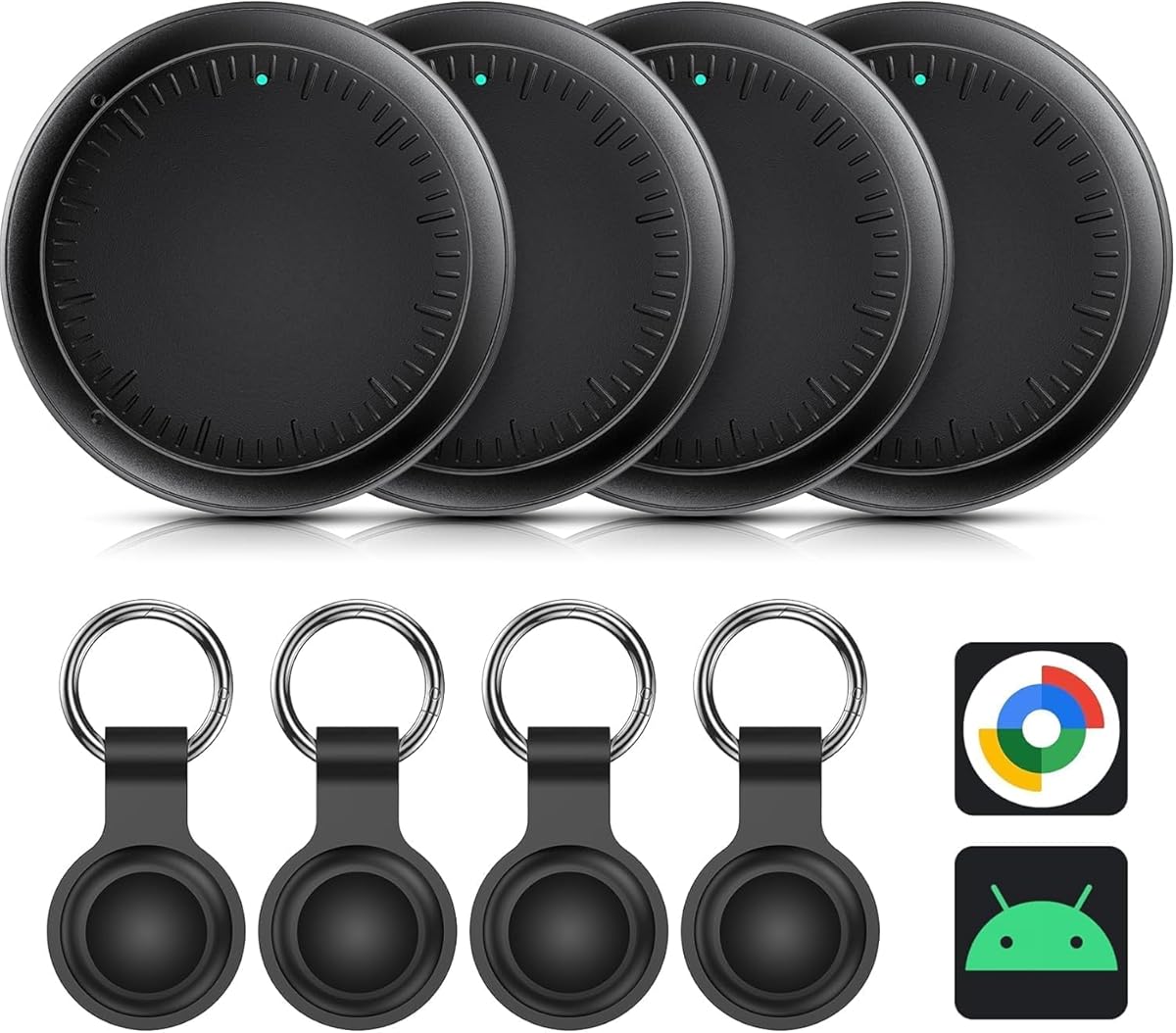 Air Tracker Schlüsselfinder,4 Pack Android Smart kompatibel mit Google Mein Gerät Finden (Android NUR),Air Tracker Schlüsselfinder Bluetooth Tracker für Schlüssel,Gepäck,Taschen (Schwarz)