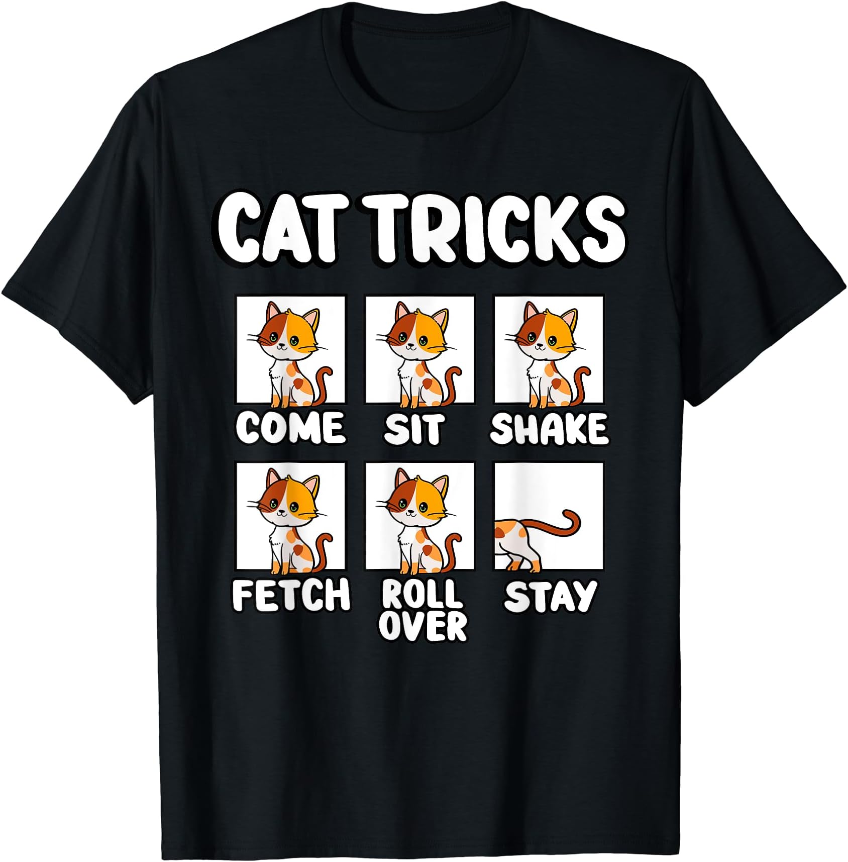 Feline Animal Lover Introvert Cat ApparelCat Tricks Come Sit Shake Fetch Cute Feline Training Cat T-Shirt