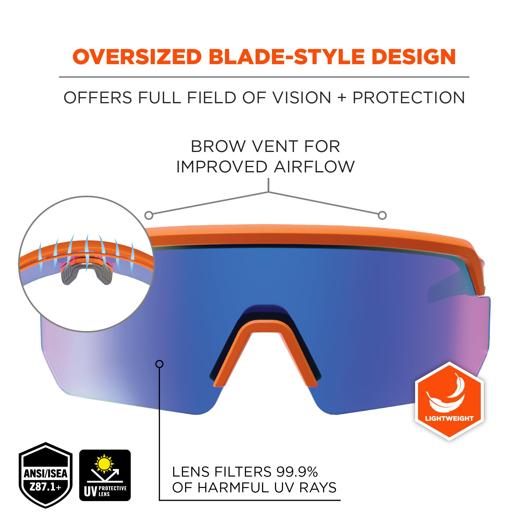 Ergodyne Skullerz AEGIR Sicherheits-Sonnenbrille, verspiegelte Gläser, ANSI z87.1