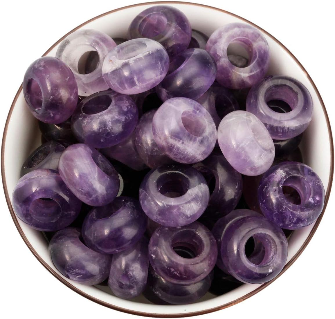 Rockcloud 25 Pcs Large Hole Stones Rondelle Loose Beads Fit European Charm Bracelet for Jewelry Makings