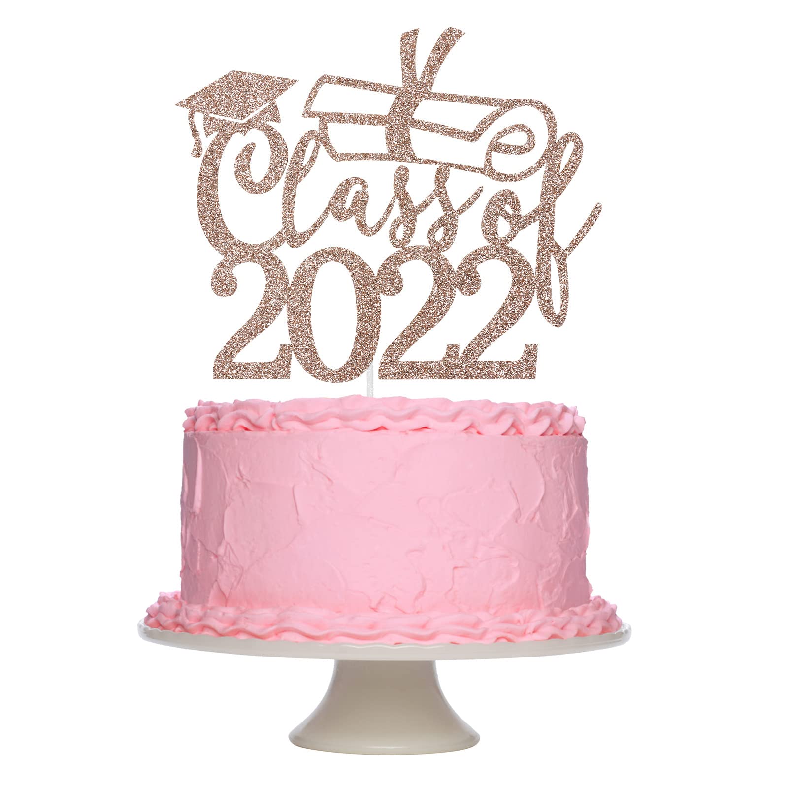 Buy Class of 2022 Graduation Cake Topper Rose Gold Glitter, Graduation