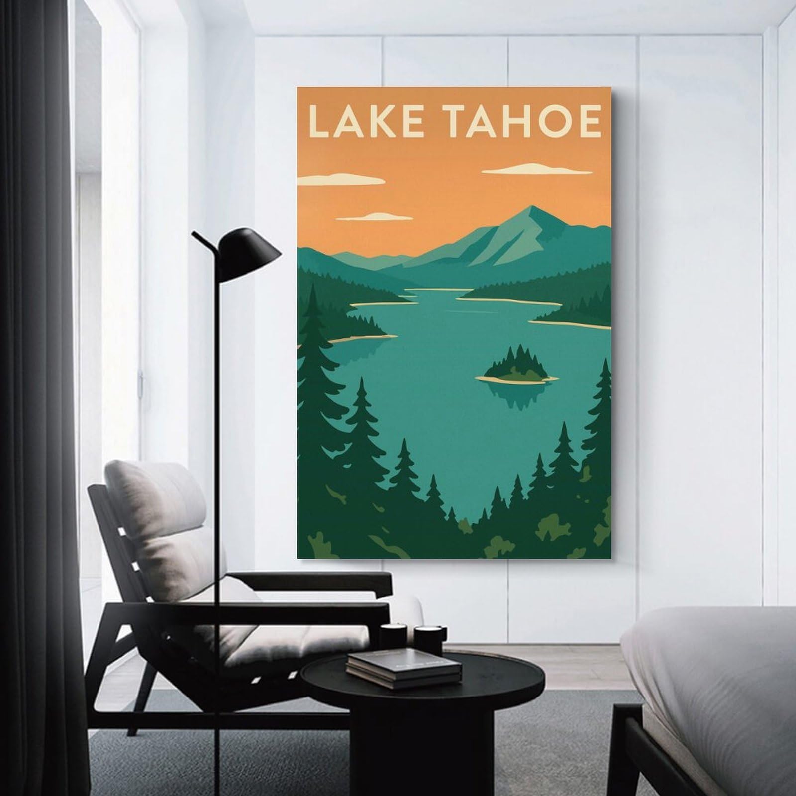 Junmoney Decorative Canvas Print Lake Tahoe Travel, 08x12inch(20x30cm), for Office, Study Or Home Workspace, Decorative Artwork for Productive Spaces