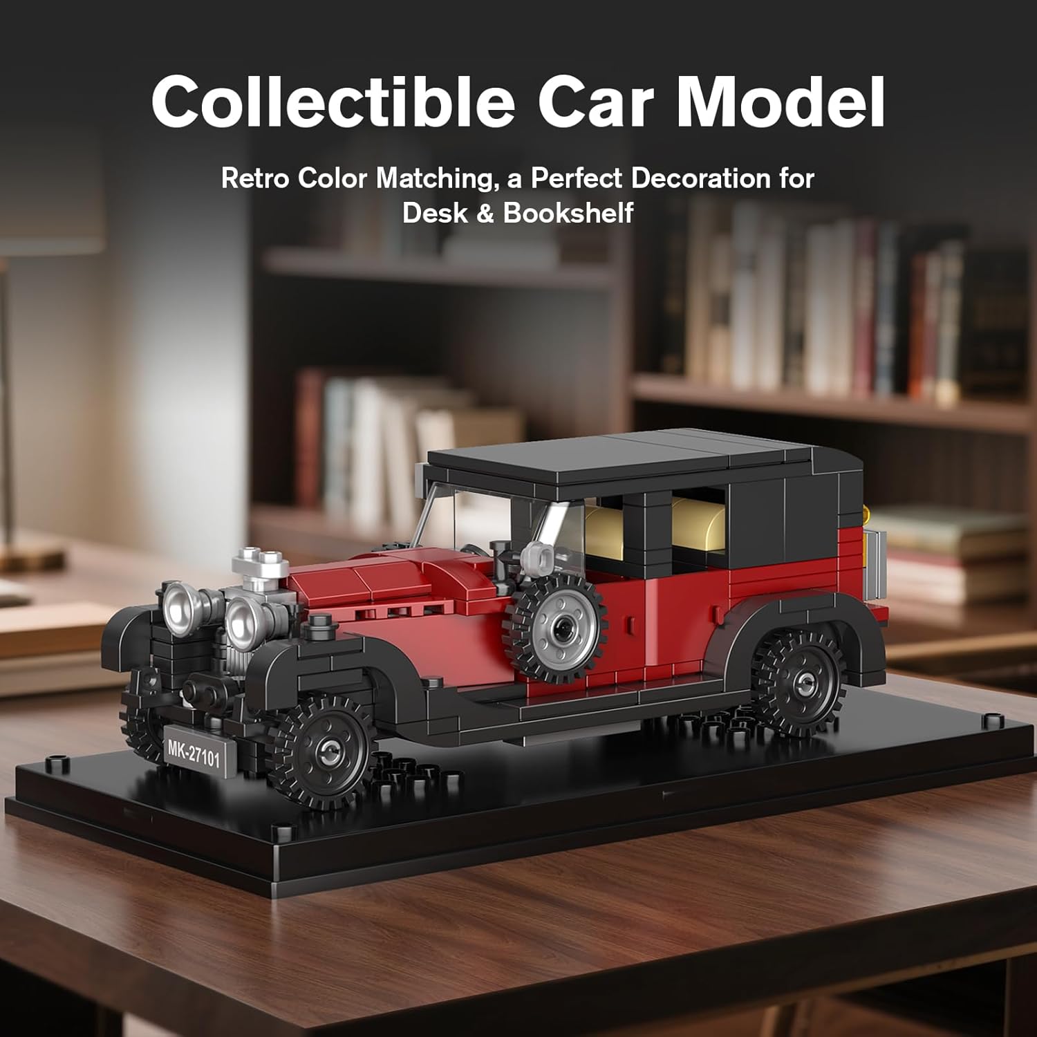 Mould King 27101 Vintage Car Building Sets, 319+ Pcs MOC Racing Car Building Kit with Display Case, Collectible Vehicle Model Building Blocks Toy for Boys/Teens/Adult