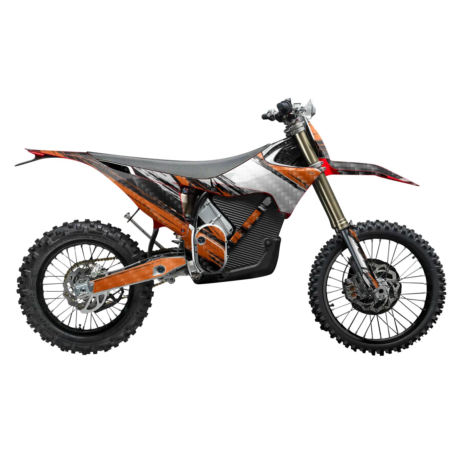 Carbon Fiber Stark Varg MX 2023-2025 Graphics Kit Wrap - Grunge Orange - Varg MX Skin - Premium 3M Vinyl Protective Wrap Decal Cover - Easy to Apply | Crafted in The USA by MightySkins