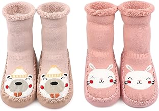Adorel Chaussons Chaussettes Anti-dérapantes Bébé Lot de 2