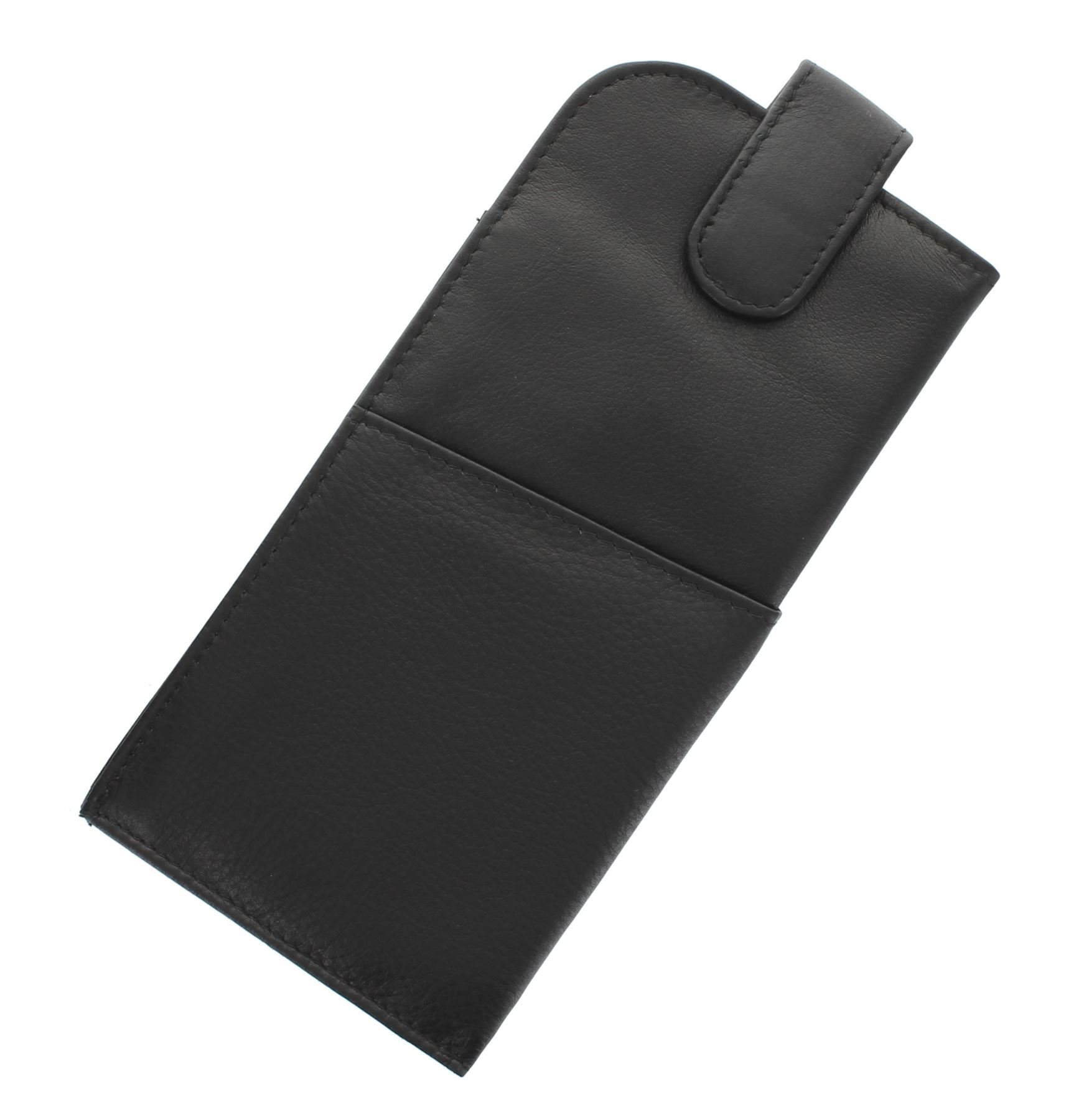 Mala Leather Black Soft Slim Nappa Leather Glasses Case With Tab Fastener 5104_14M