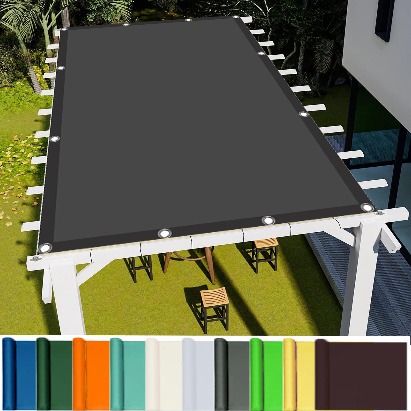 WQPMNYG Waterproof Anti UV Sun Canopy Shade Sail 1.2 x 2.8m Dark Grey for Garden Patio Lawn Party Awning with Free Rope Included