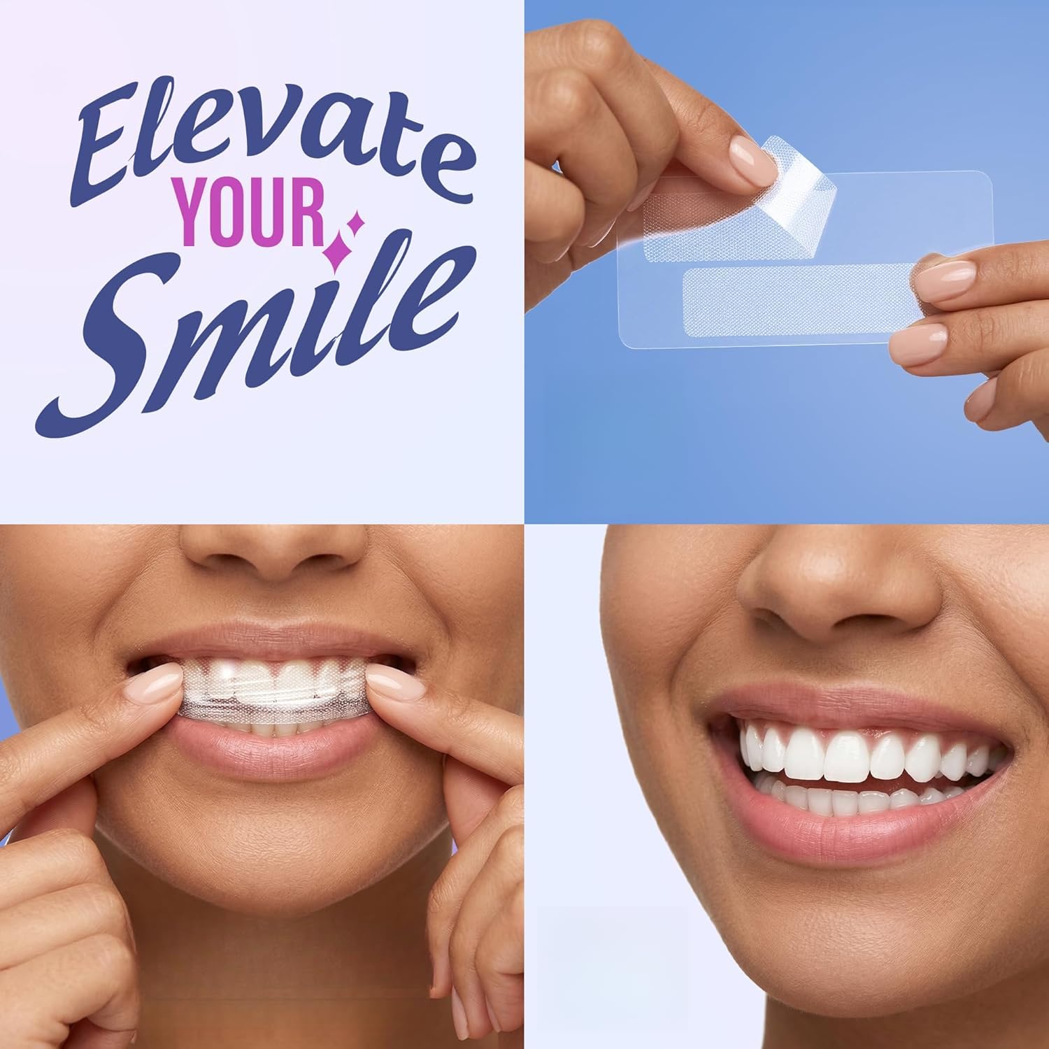 Strisce per sbiancare i denti - Eseguite utilizzando la tecnologia delle strisce asciutte antiscivolo - Progettate con cura per sbiancare i denti per un sorriso più luminoso