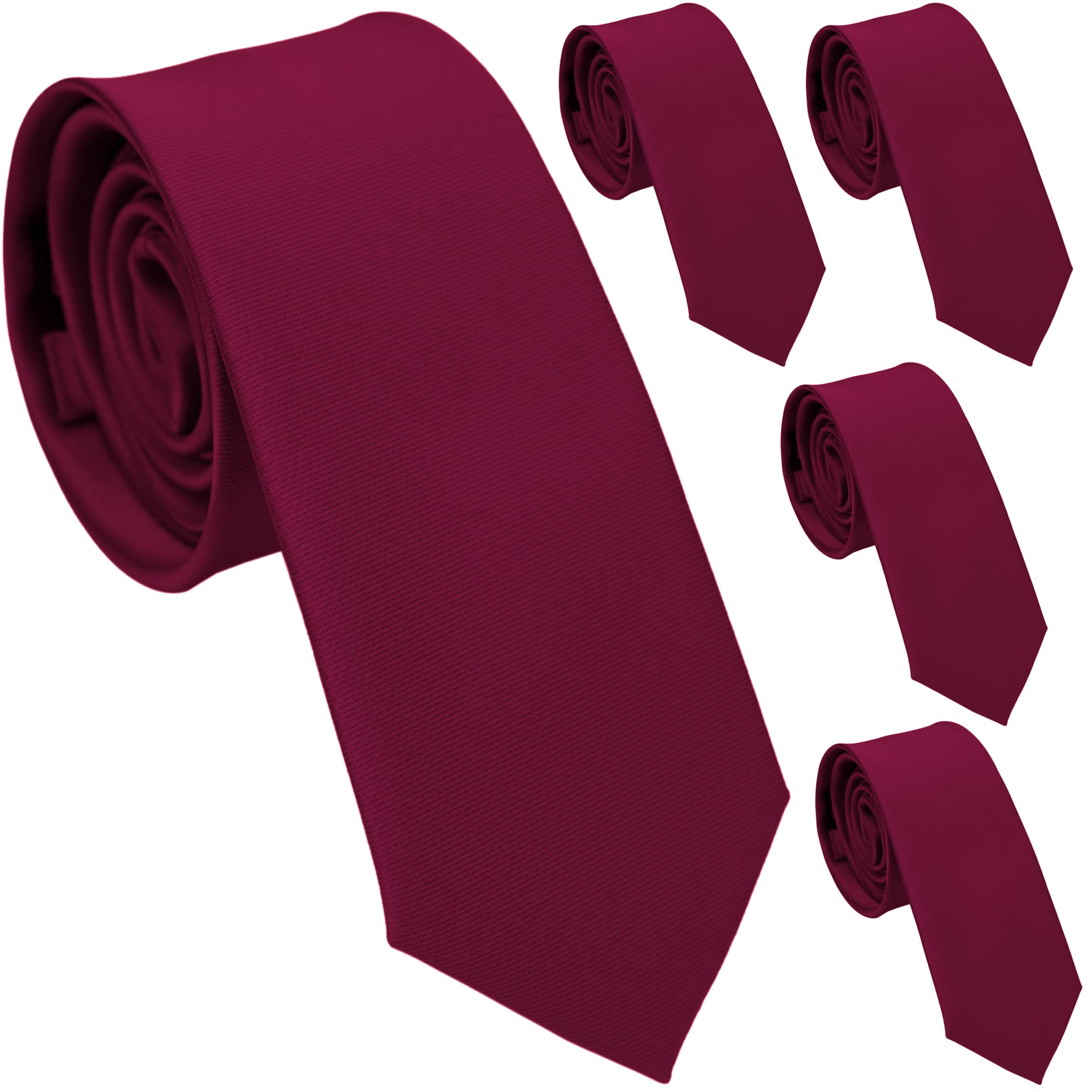 Skinny Ties for Men, 2.5-Inch Slim Neckties, Solid Color Packs