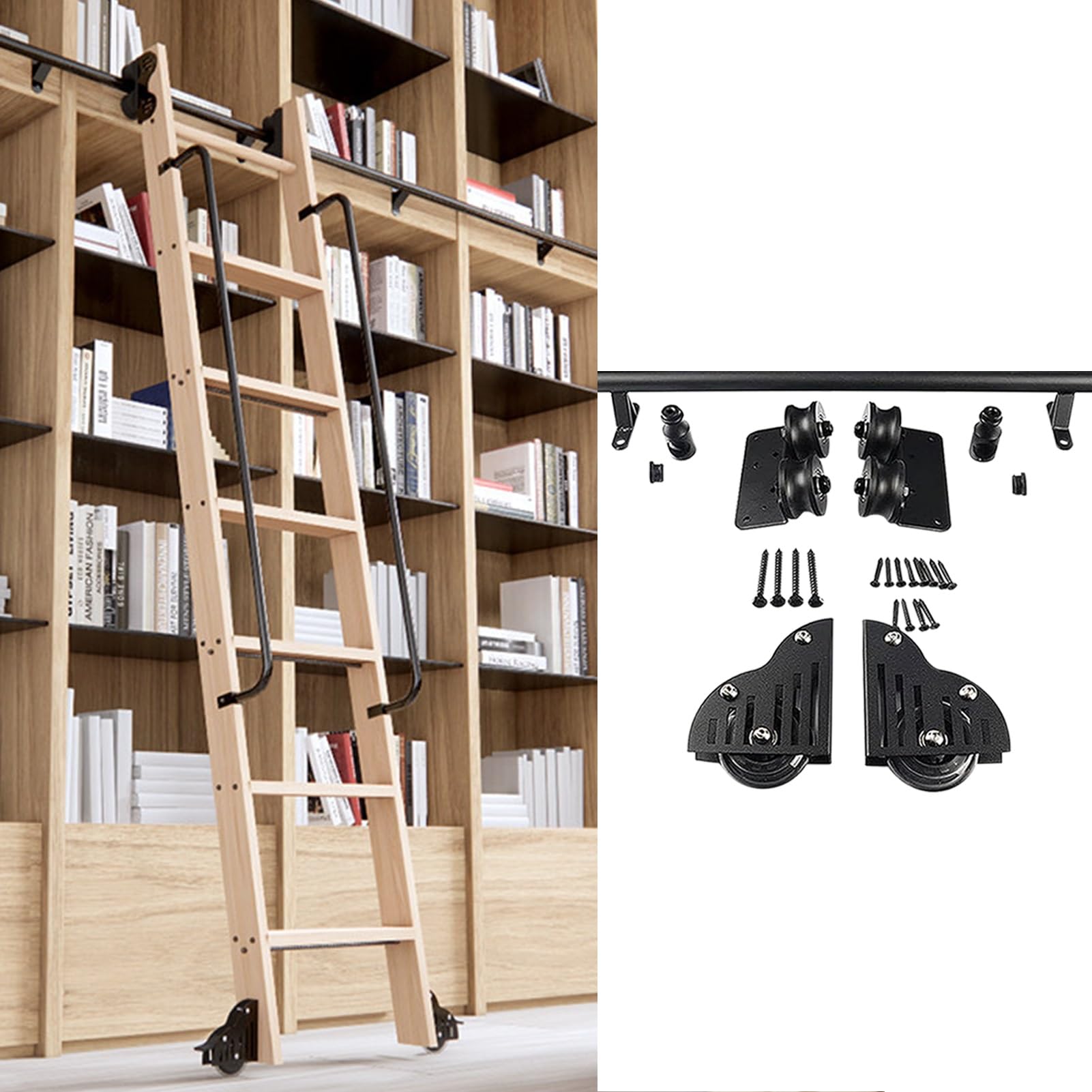 Kit de quincaillerie pour échelle coulissante rail noir 732cm