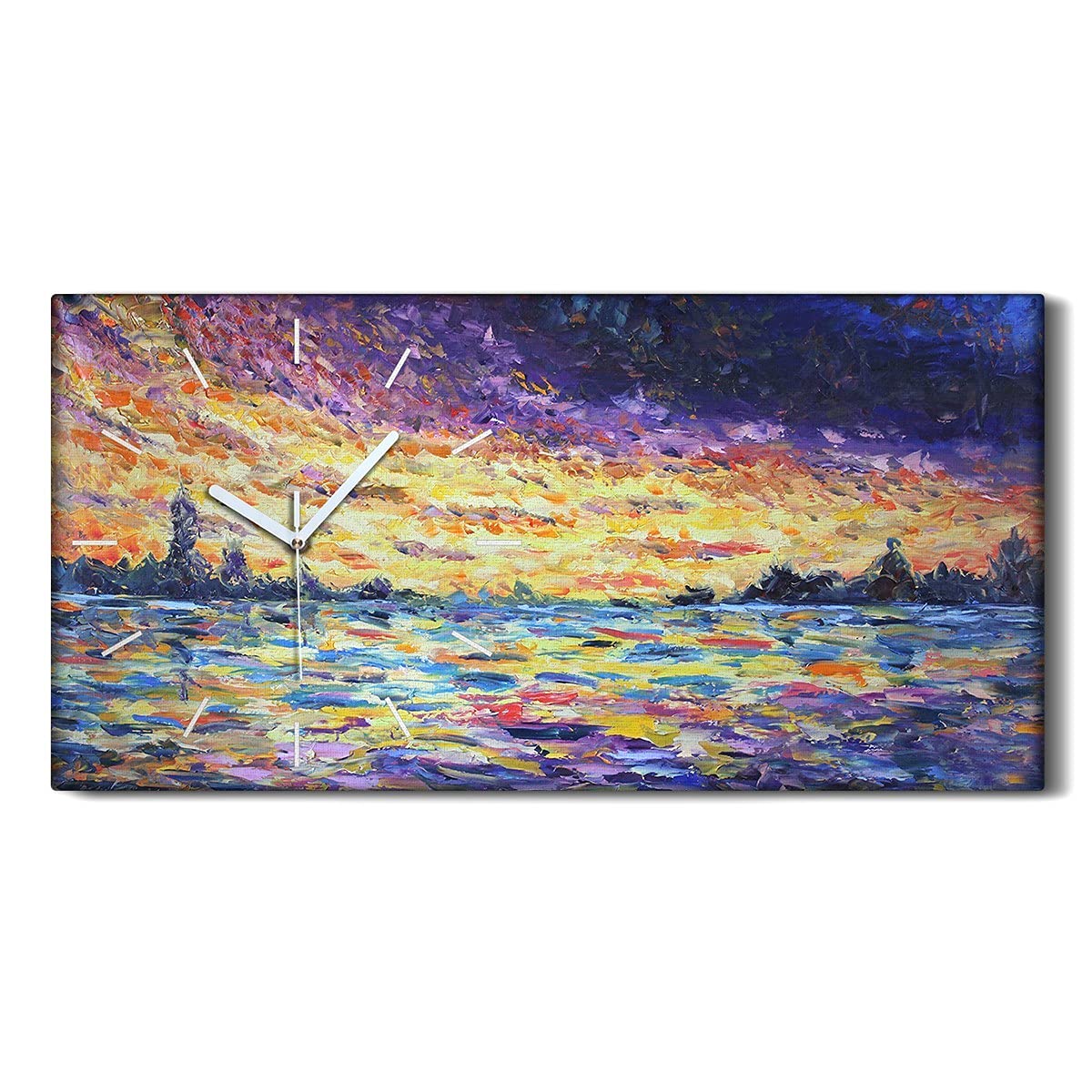 Horloge sur Toile Sans Tic-Tac avec Mains Blanches Tableau Moderne Déco