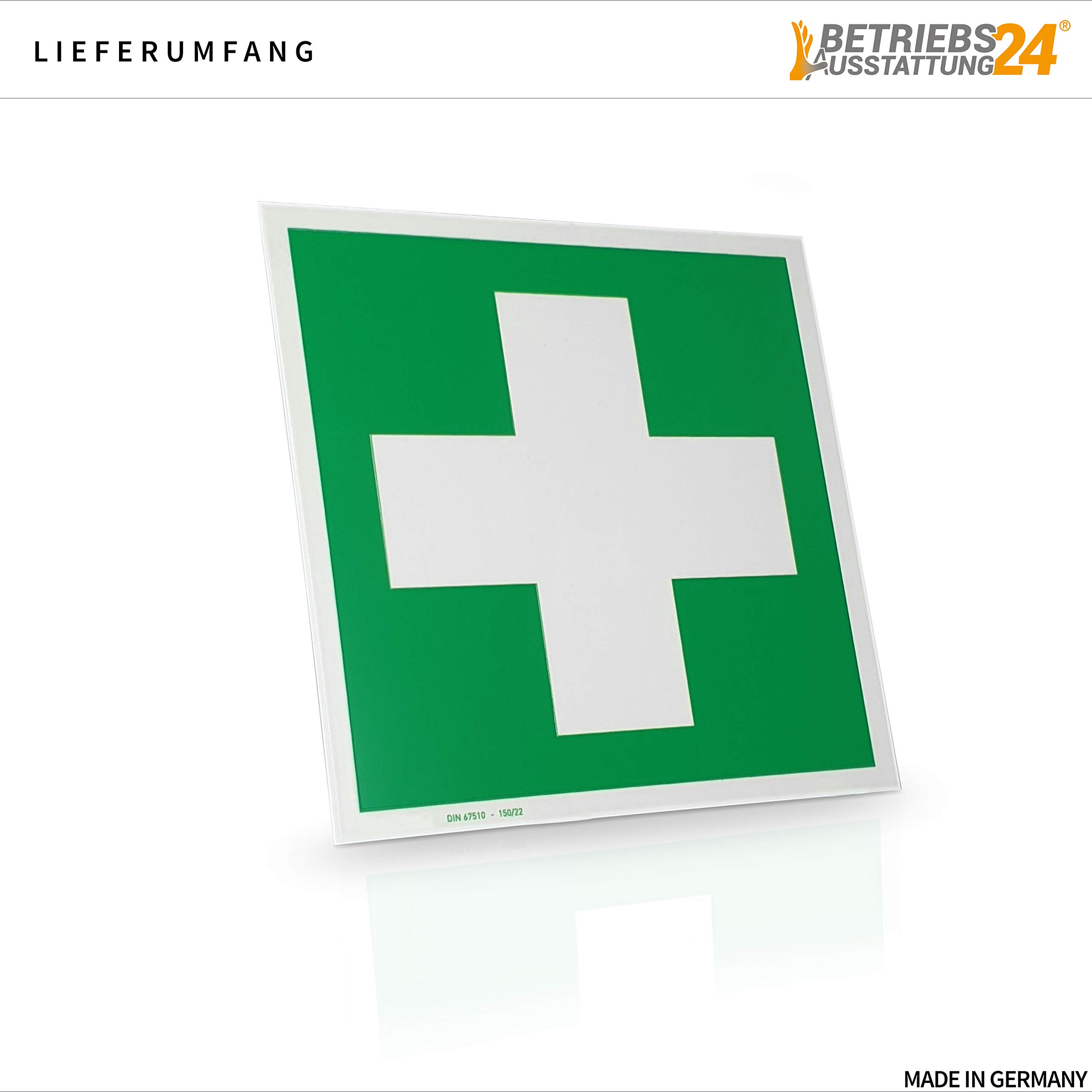 Erste-Hilfe-Koffer Komplettset für Betriebe nach DIN - Verbandskasten inkl. Inhalt, Hinweisschild, Sicherheitsaushang & Meldeblock - First AID Box (Small, Orange - DIN 13157)