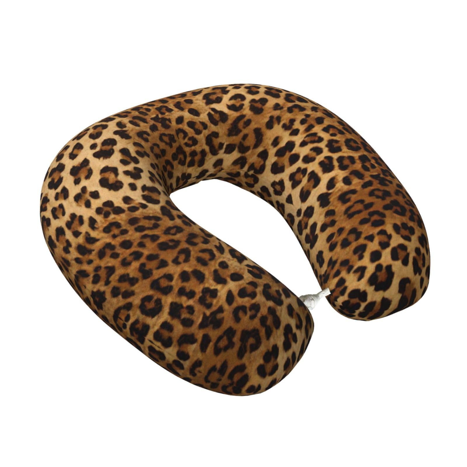 Yyoretp Cute Leopard Print Travel Pillow Pure Memory Foam Neck Pillows Portable Headrest for Airplane