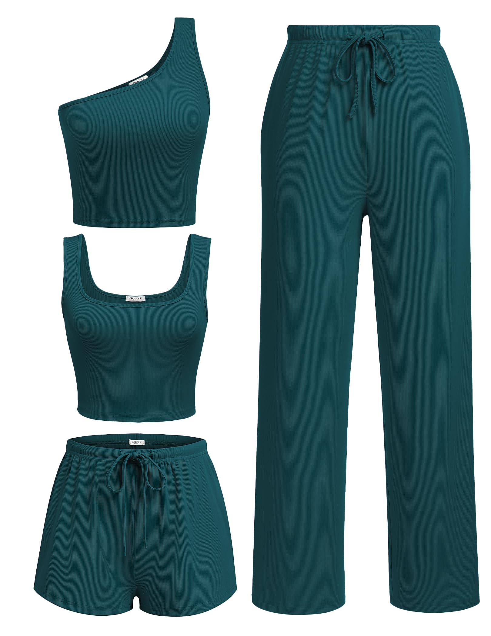 Ekouaer 4 Piece Sets for Women Casual Lounge Sets Summer Vacation Outfits