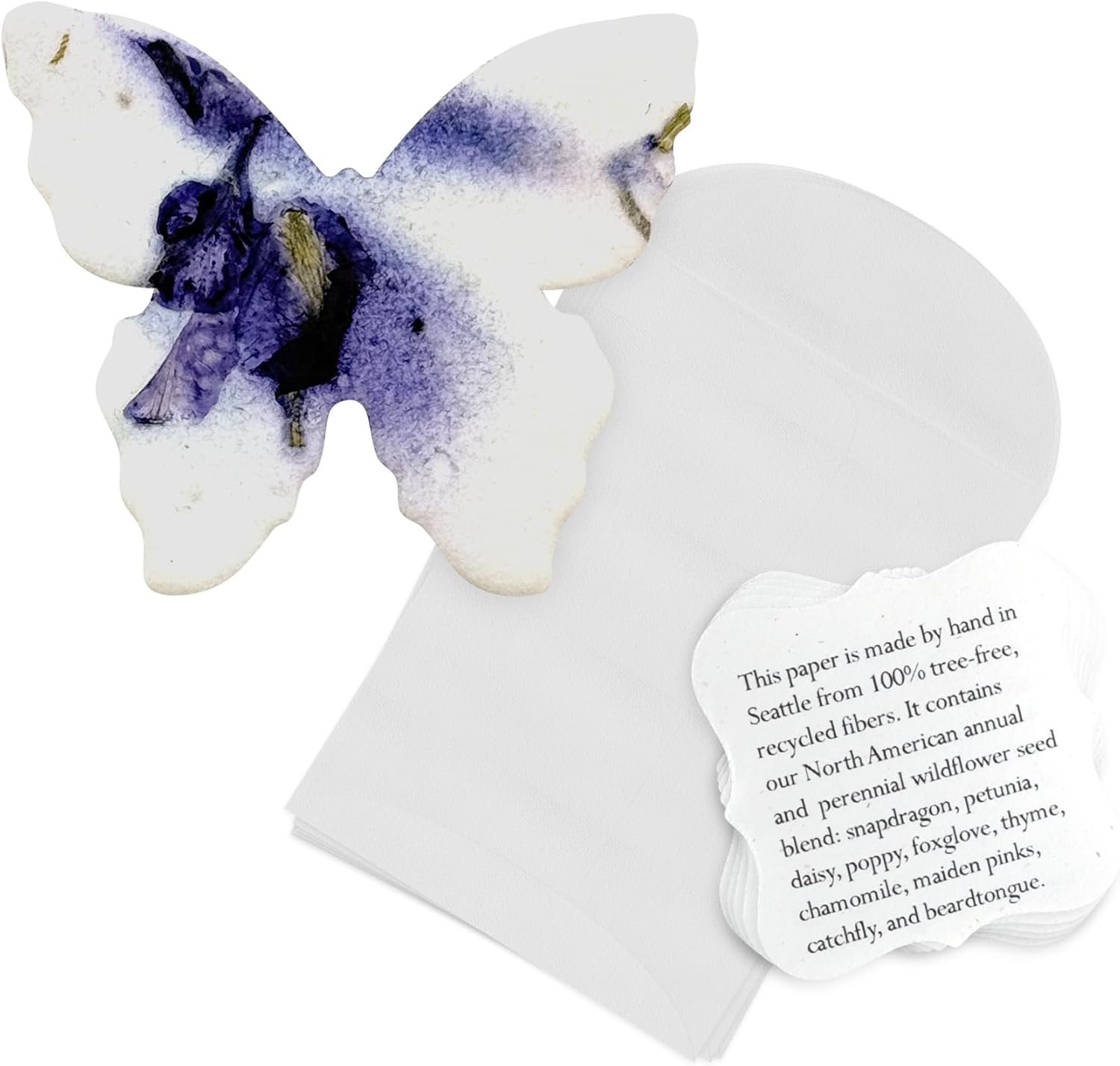 50pcs Small Purple Butterfly Seed Paper and 50pcs Planting Guide Set Bundle