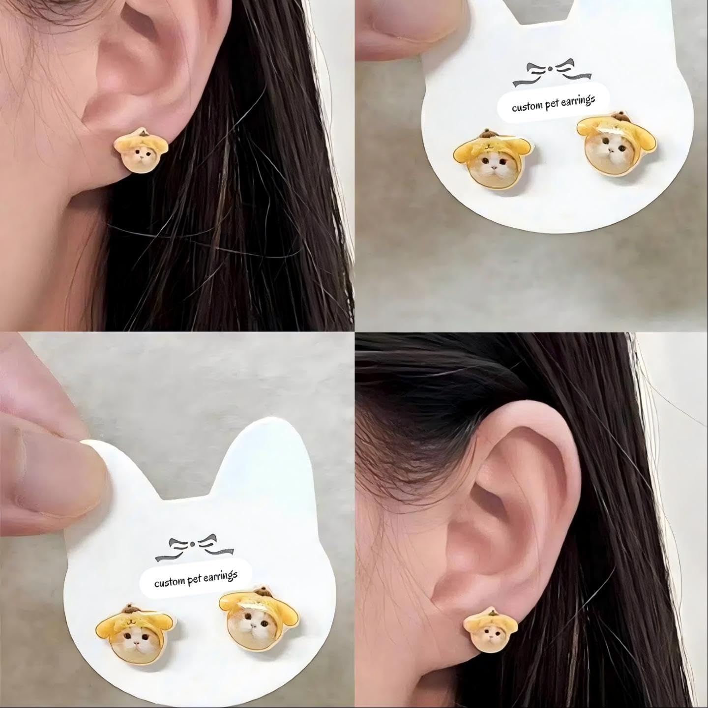 Custom Pet Photo Stud Earrings Personalized Cat Dog Portrait Earrings, Custom from Picture, Acrylic Animal Earrings Handmade S925 Sterling Silver Jewelry Gift for Pet Lovers Women (Stud) - Image 6