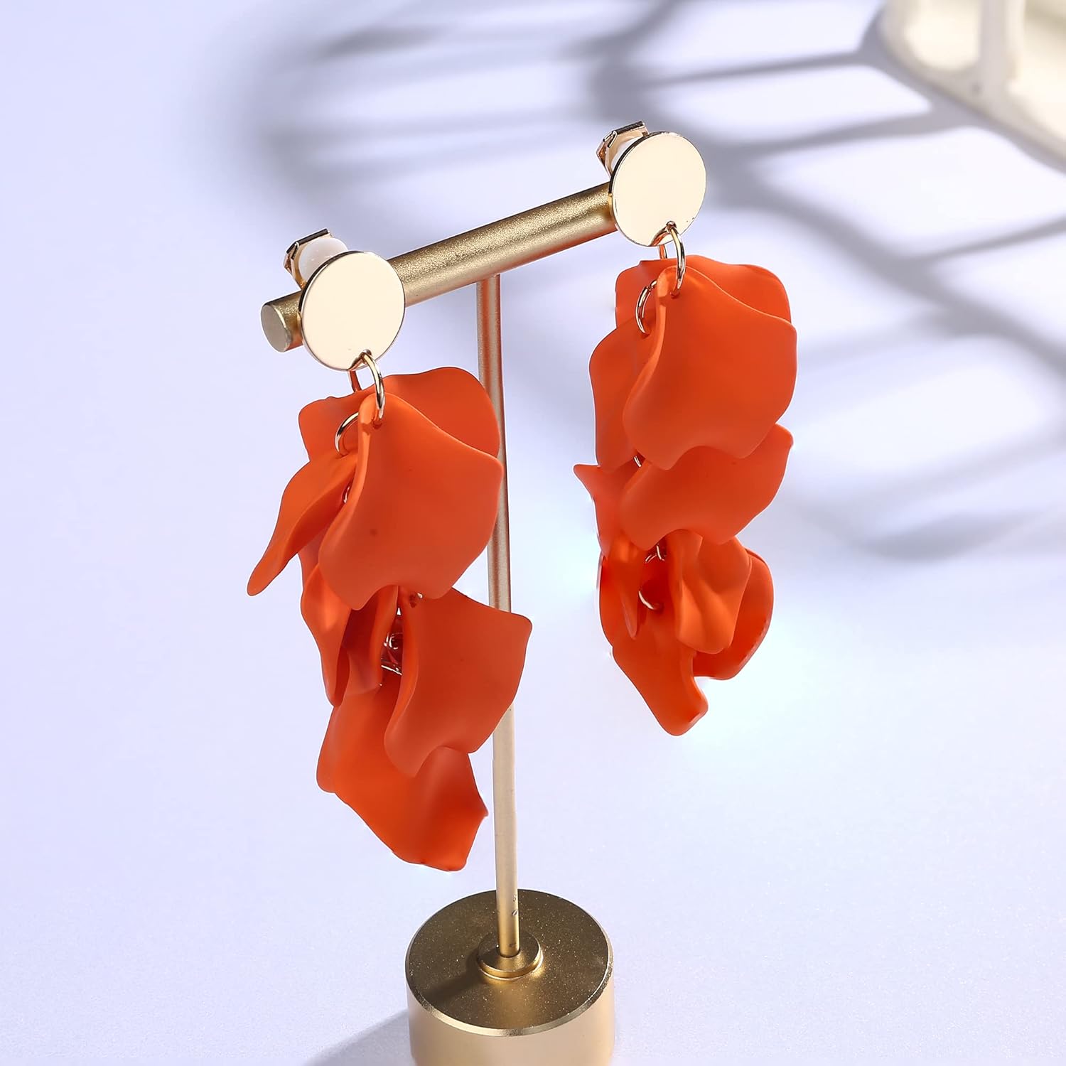 THUNARAZ Acrylic Clip on Earrings for Women Long Rose Petal Earrings Dangle Exaggerated Flower Earrings Drop Statement Floral Tassel Earring - Image 4