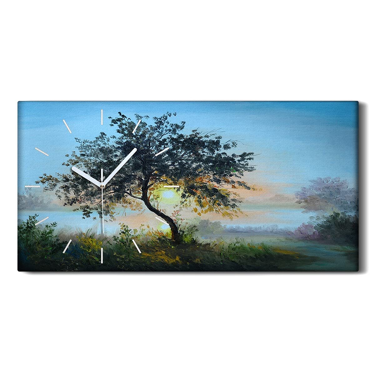 Horloge sur toile decor arbre et eau pour creer une ambiance chaleureuse en chambre