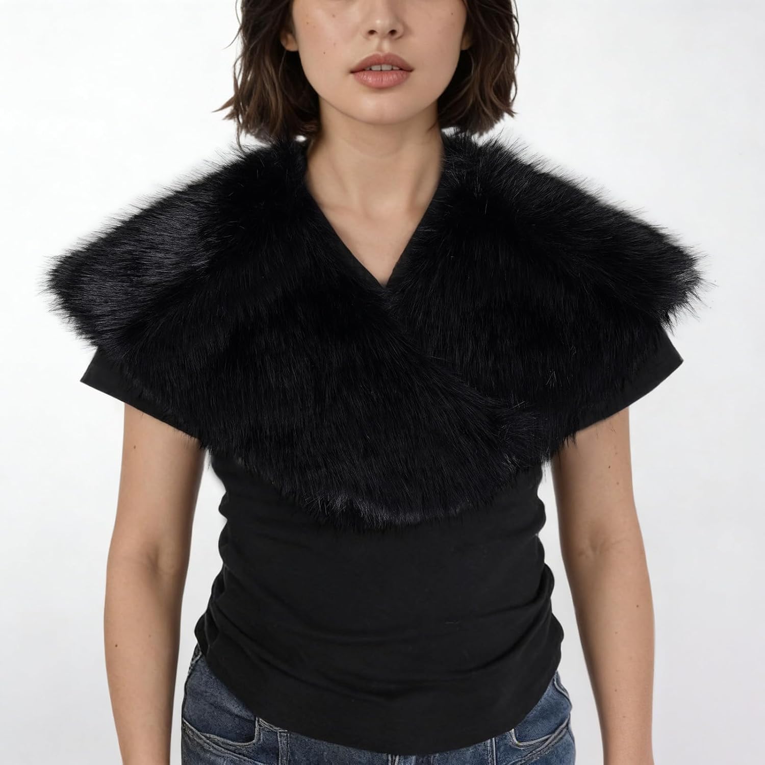 Medieval Faux Fur Shawl Shoulder Fur Wrap Scarf Collar for Women Men Halloween Costume - Image 5