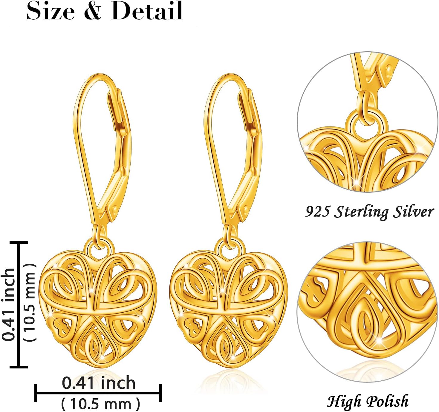 Valentines Day Gifts S925 Sterling Silver Heart Dangle Drop Stud Earrings for Women Mom Sister Friend Jewelry - Image 6