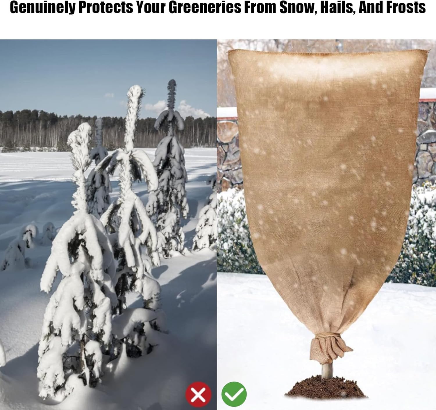 24 Packs Plant Covers, Frost Plants Jacket Drawstring Tree Cover, Winter Protection Tree Wrap Bag, Protect Plants from Cold, Frost, Wind, for Shrub Fruit Tree Potted,110x180cm