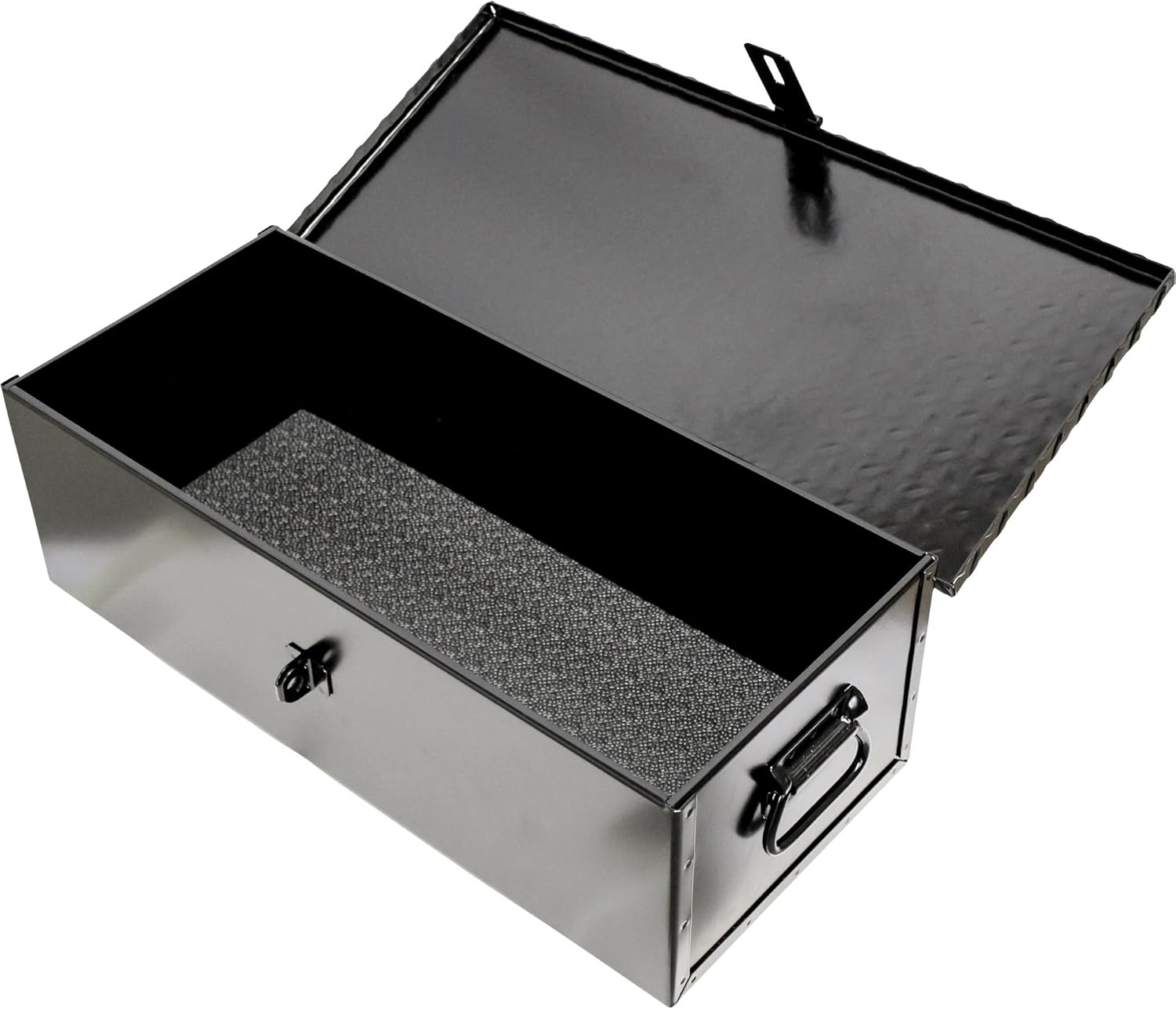 K & M No. 30 Tractor and Truck Tool Box - Steel, Gloss Black, Hasp Latch, Mounting Brackets Included, Model Number 1520