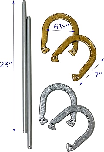 Miniatura 7 de Juego de herraduras Trademark Innovations profesionales, de acero pulverizado Azul y plateado