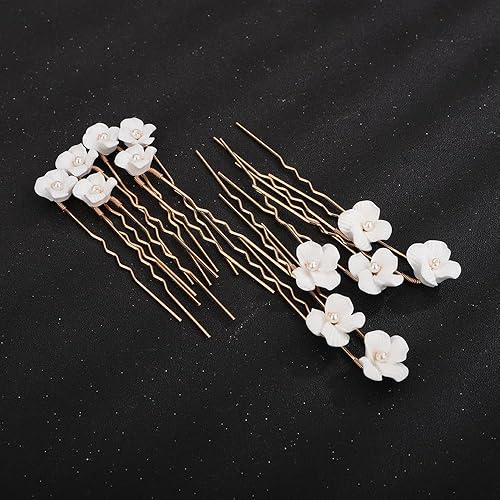 Miniatura 2 de Teyglen Horquillas para el pelo de novia de boda, pinzas decorativas para el cabello, accesorios de joyería hechos a mano, piezas de pelo de flores