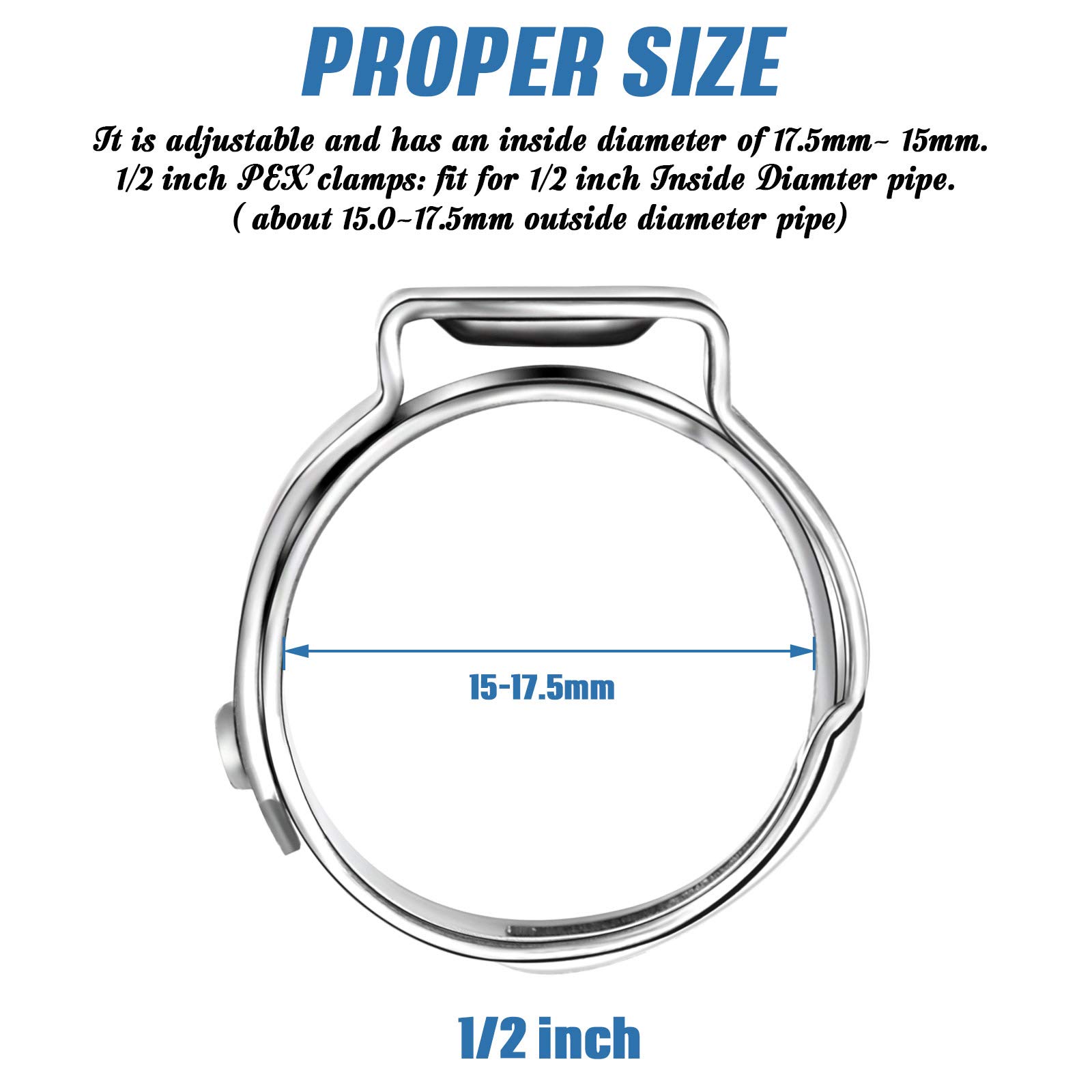 Buy 150 Pieces 1/2 Inch Pex Cinch Clamp Rings, 304 Stainless Steel