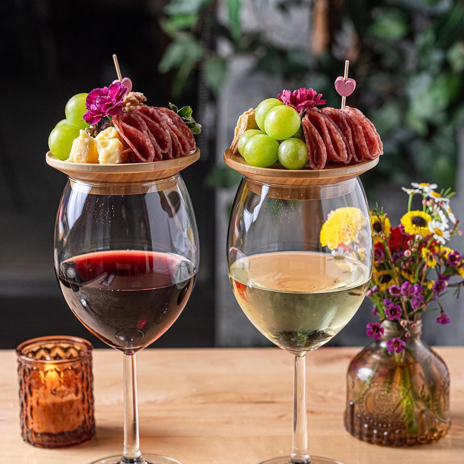 Gahwa Wine Glass Charcuterie Topper, Weinglas Charcuterie Topper, Bambus-Weinglas-Topper,  Charcuterie-Teller, Weinglas-Topper, Vorspeisenteller (8 PCS) : Amazon.de:  Kche, Haushalt & Wohnen