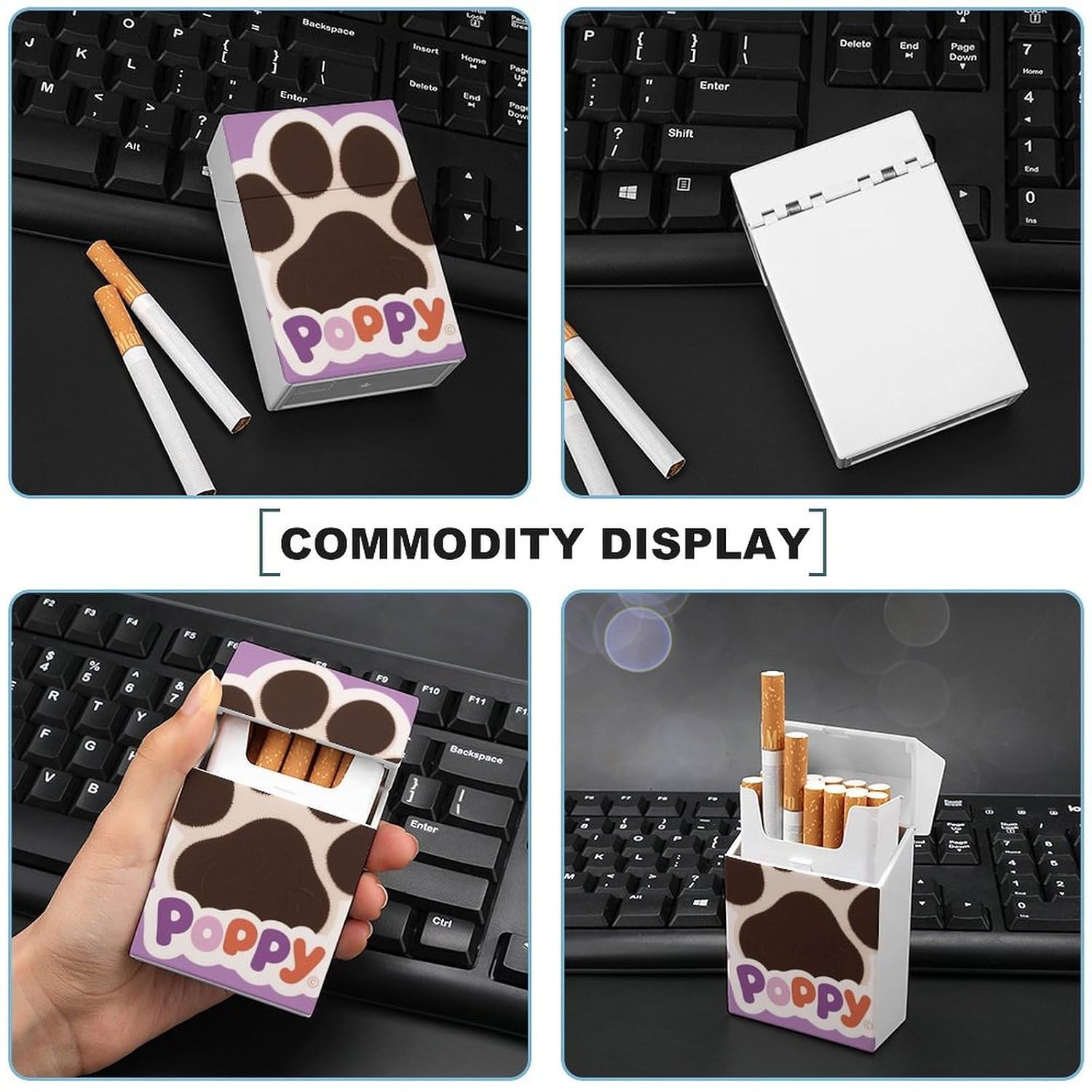 Puppy Dog Paw Cigarette Case Portable Cigarette Holder Box with One-Press Dispenser Compact Cigarettes Box Vintage Cigarettes Storage for Men & Women