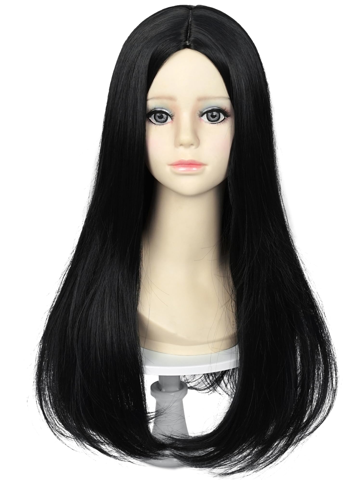 Amazon.com: Half and Half Black Straight Middle Part Wig  display picture 1