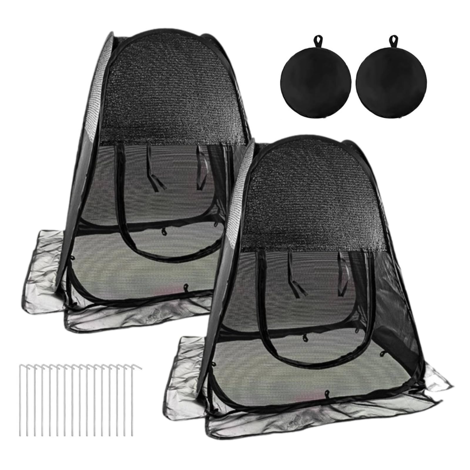 2 Pieces Foldable Fold-Out Plant Cover Collapsible Mesh Plant Cover Breathable Zippered for Gardeners, Hobbyists, Backyard, Patio, 2-pk Blk W Storage-picture-12