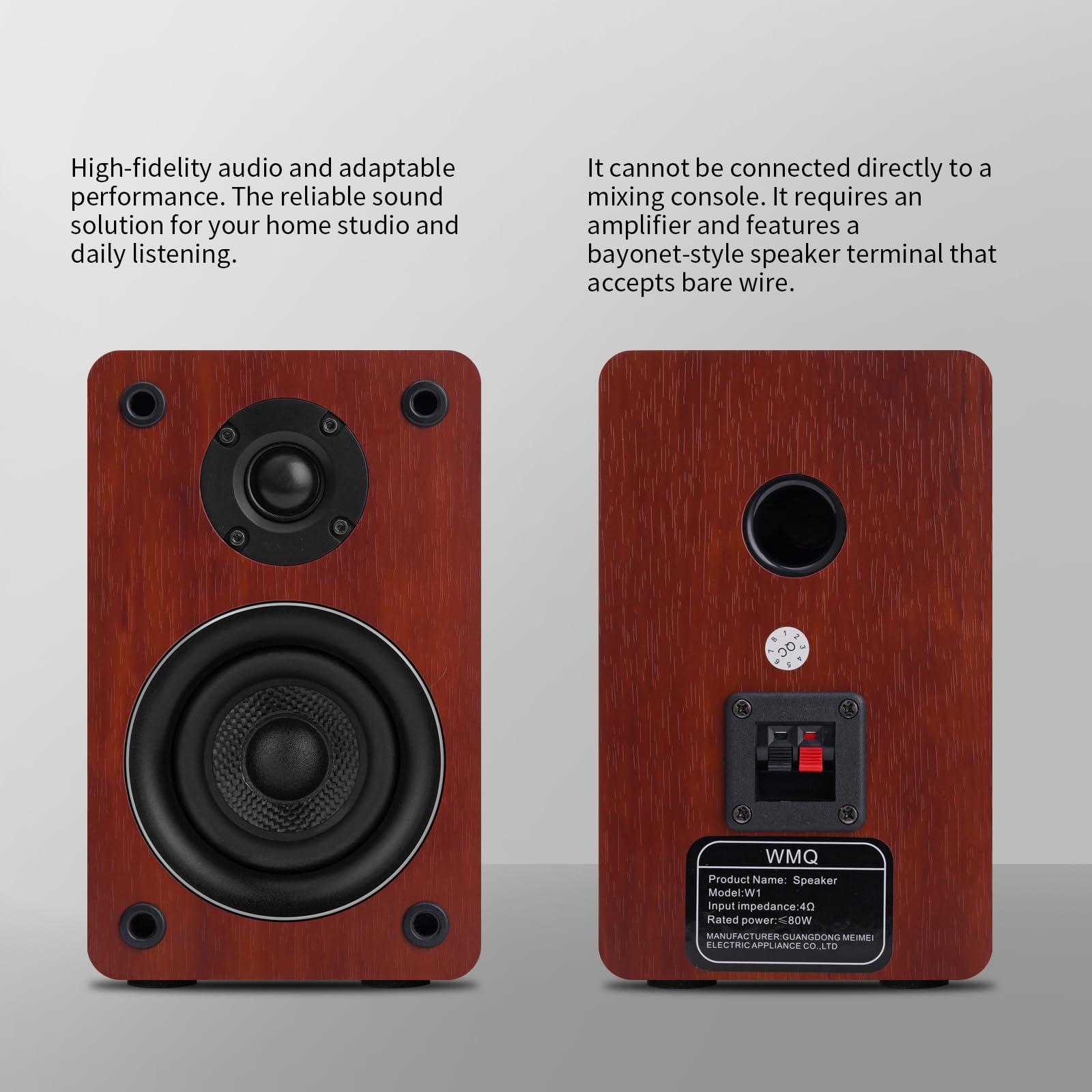 2 altoparlanti passivi da scaffale da 40 W per audio surround home theater, stereo e monitor passivo vicino al campo, a 2 vie, richiede un ricevitore o un amplificatore (marrone, coppia)