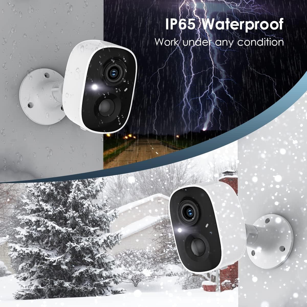 GMK Überwachungskameras, kabellos, 2K batteriebetriebene Kameras für Zuhause, Farbnachtsicht, Bewegungserkennung, 2-Wege-Talk, IP65 wasserdicht, Fernzugriff, Cloud/SD-Speicher, 2er-Pack