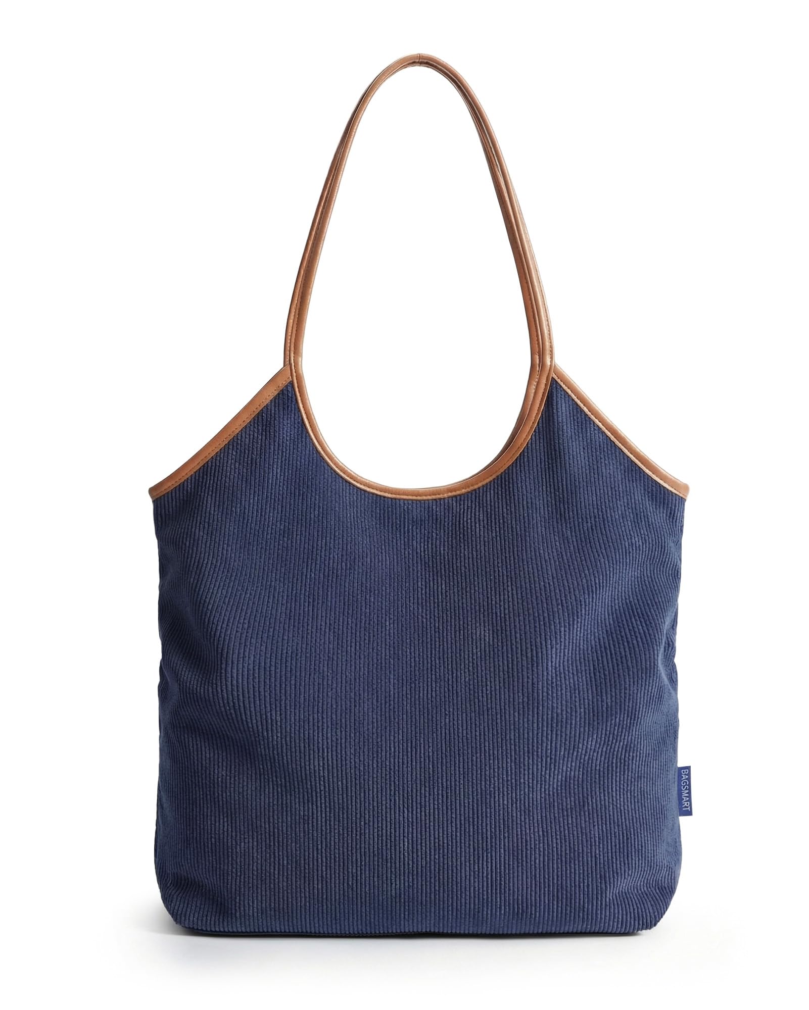BAGSMRT Corduroy Tote Bag for Women Beach Bag with Zipper Casual Shoulder Bag Lightweight Travel Tote Hobo Handbag | PU Leather Handles, 14L Capacity, Inner Pocket, Beach, Travel, Shopping, Campus — view 14