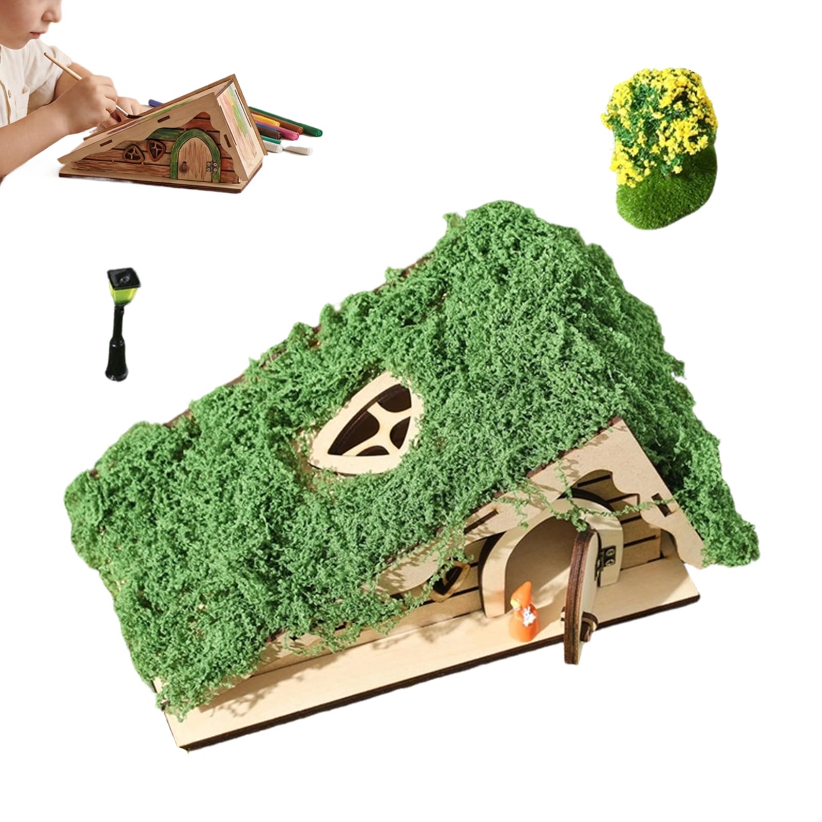 Casas de madera para manualidades kit de construcción de mini casas infantiles y adorno de estantes