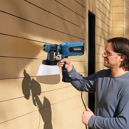 Miniatura 9 de CozyGoo Pulverizador de pintura, pistola de pintura en aerosol HVLP de 700 W con juntas de limpieza y soplado, 4 tamaños de boquilla y 3 patrones de