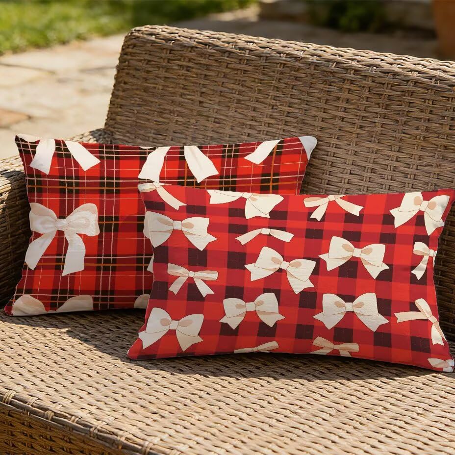 Housses de coussin de jardin 70x90 cm texture lin rouge imperméable M-P22