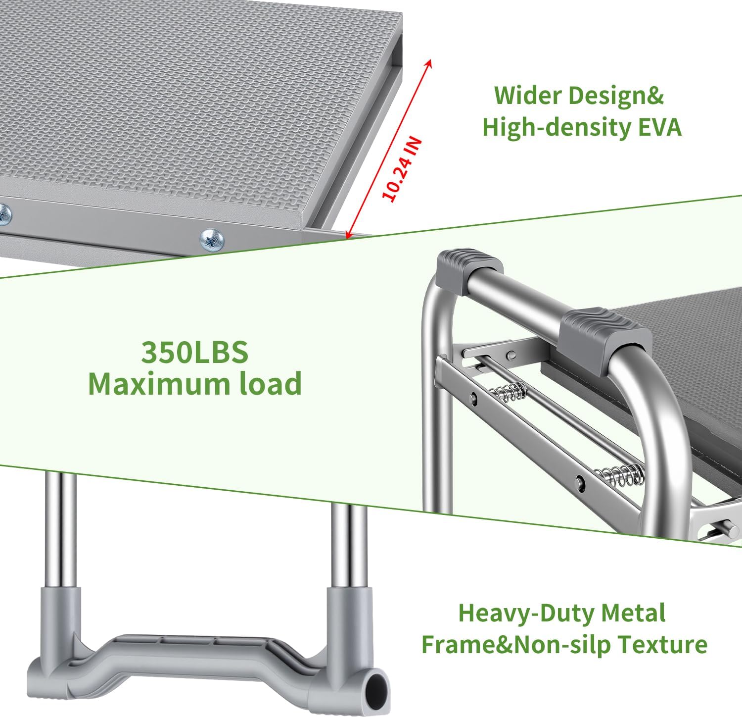 Foldable Garden Kneeler and Seat, 2 in 1 Heavy Duty Garden Stool, Portable Gardening Knee Seat with Pad & Tool Bag, Sturdy Garden Kneeling Bench for Weeding Planting, Supports Up to 400lbs