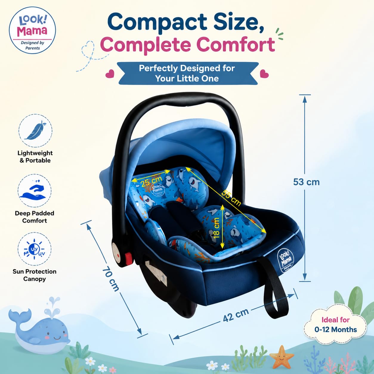 MEDITIVE Look Mama Baby Carry Cot - 4 in 1 -2
