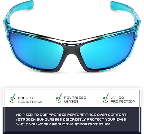 Miniatura 291 de Nitrogen - Gafas de sol deportivas polarizadas envolventes para hombre y mujer, UV400, para conducir, pescar, correr, andar en bicicleta, gafas