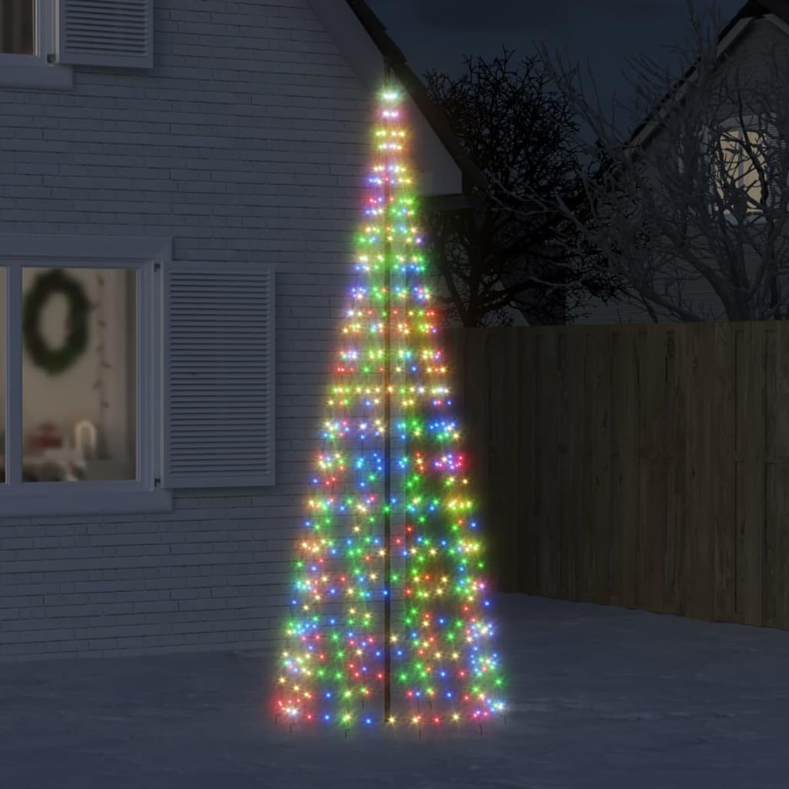 Homgoday Cadena de luces LED, cadenas luminosas para exterior del árbol de Navidad, decoración navideña, iluminación del árbol de Navidad en pennón, 550 LED de colores, 300 cm